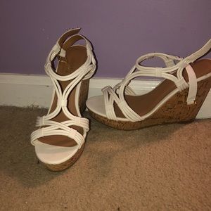 White straps wedges, basically new